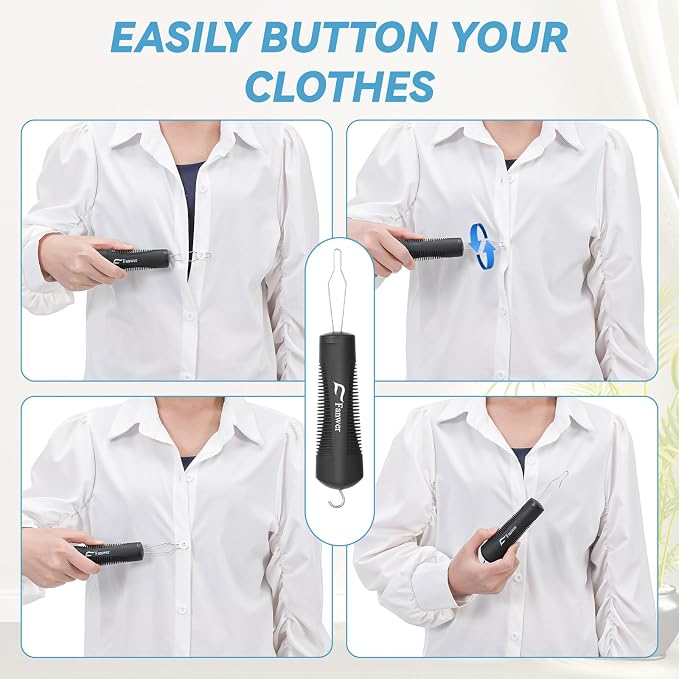 Button Hook, Button Assist Tool, with Comfort & Wide Grip, Button Helper Tool for Elderly, Arthritis, Stroke, Parkinson's
