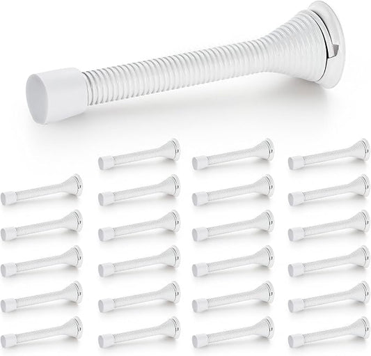 Ravinte Door Stoppers, 24 Pack White Spring Door Stops with Rubber Bumper, Door Stoppers for Bottom of Door