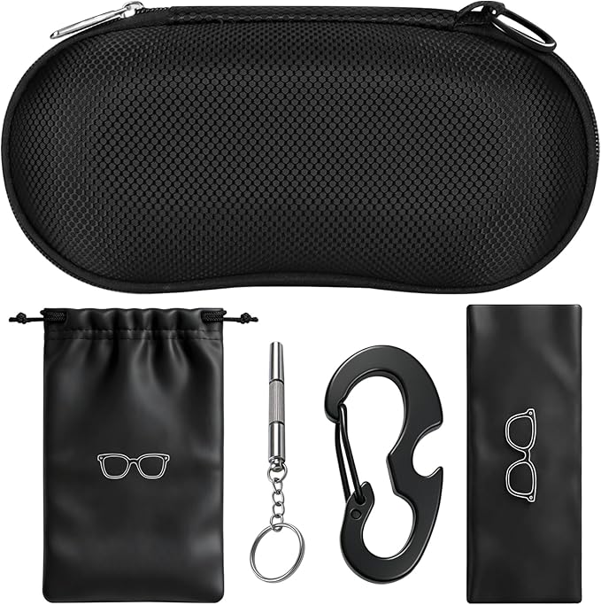 RayLove Sunglasses Case Hard Shell, Crush Resistant Eyeglass Case with Zipper, Lightweight Sunglasses Travel Case