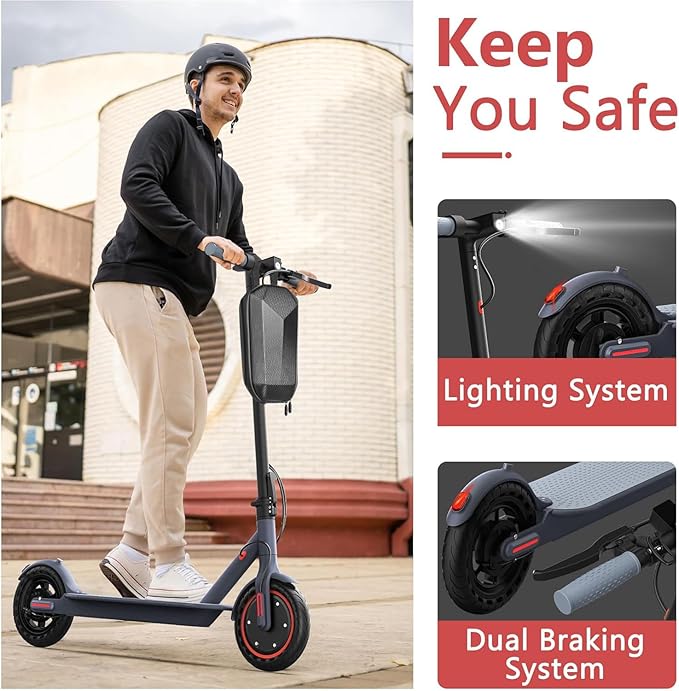 Maxshot Electric Scooter, 8.5" /10" /14" Tire, 16/19/22 Mph Top Speed, 12/16/21/27/28/49/50 Miles Long Range, Folding Escooter for Adults and Kids with Seat Bag, Dual Braking, Dual Suspension, App