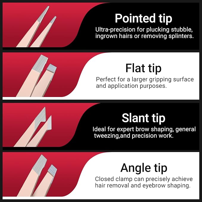 TsMADDTs Tweezers for Women Facial Hair, 8-piece Eyebrow Kit with Bag | Stainless Steel Precision Tweezers Set for Eyebrow, Face, Nose, Lash, Ingrown & Splinter, Gift Set with Scissor, Razor, Brush