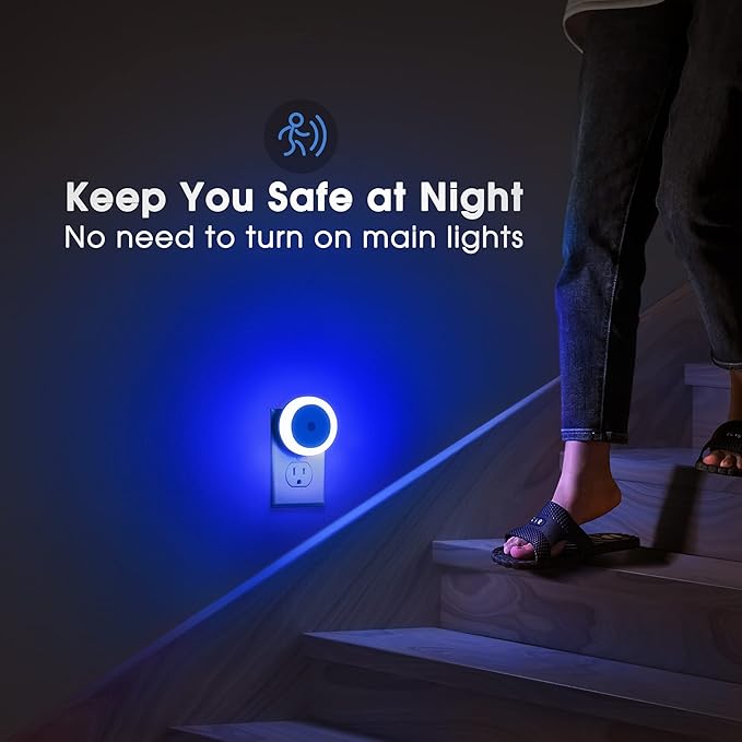 Briignite 2 Pack Blue Night Light, LED Night Lights for Kids, Plug in NightLight, Light Sensor Night Lights, Smart Night Light, Hallway Lights, Wall Light, Nightlight for Adult, Blue Light, 0.6W 60LM
