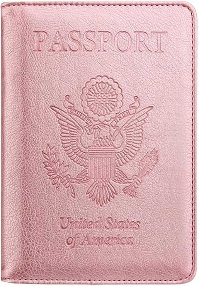 Ciana Passport Holder for Travel, RFID Passport Wallet, Leather Passport Cover & Card Holder for Men & Women, Slim Travel Wallet, Passport Case (Rose Gold)