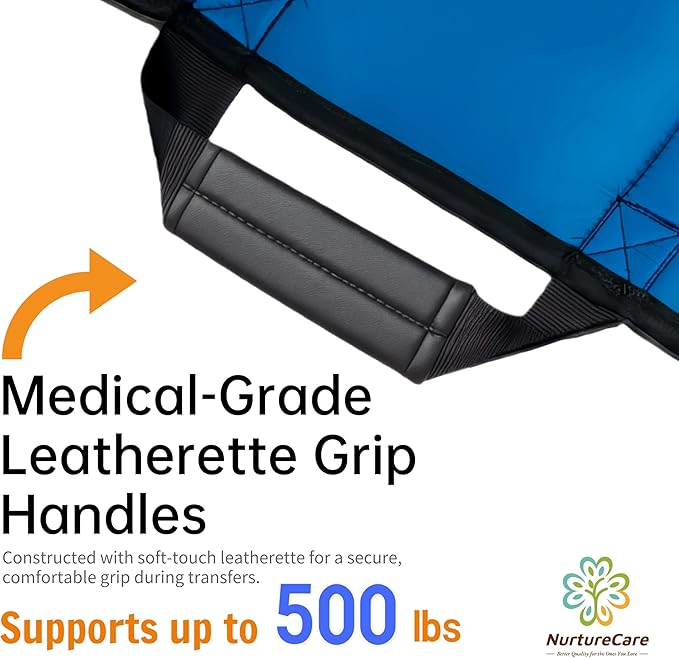 Upgraded 3-Layer Comfort Positioning Bed Pad with Handles Washable Waterproof Transfer Board for Turning Moving Patient Inconvenience Care Transfer Sheet, 60"x40", Extra Large, Ocean Teal