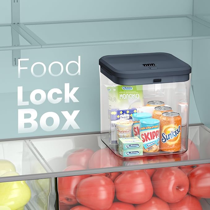 Medicine Lock Box for Safe Medication, Clear Lockable Storage Box for Snacks Food, Phone Lock Boxes with Combination Code for Home/Dorms/Office Storage Lockers (Grey)