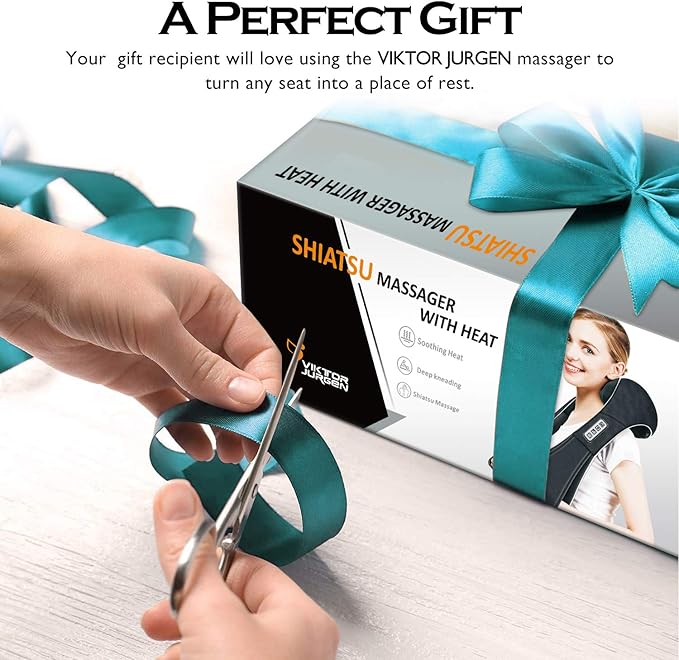 VIKTOR JURGEN Christmas Gifts for Women & Men, Shiatsu Neck and Shoulder Massager with Heat Deep Tissue Kneading Sports Recovery Massagers for Back, Foot, Relaxation Gifts for Wife, Husband, Him, Her
