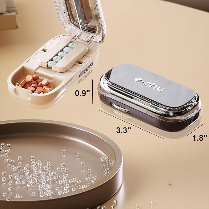 DUBSTAR Pill Cutter Splitter for Cutting Multiple Pills, Pill Cutter Splitter for Small and Tiny Pills (Clear Black)