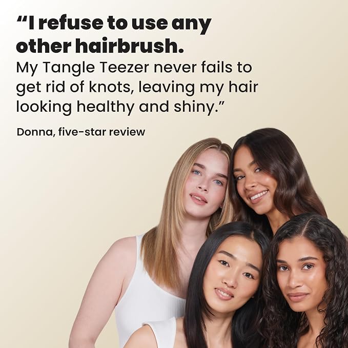 Tangle Teezer Ultimate Detangler Brush, Straight to Wavy, Cappuccino | Patented two-tier, regular-flex teeth reduce breakage & split ends on wet or dry hair; Shower-friendly hairbrush for all ages