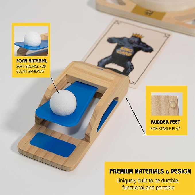 King Pong Original Shot Making Portable Pong Card Game for Kids, Teens & Adults | 1-4 Players | 12 Mini Games Included | Family Game Night, Travel & Party Fun