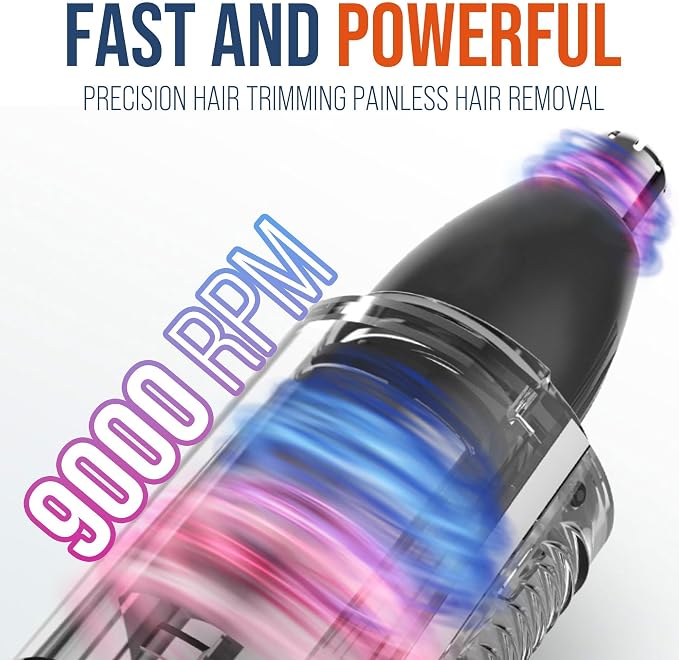 7AM2M PersonalCare Electric Nose and Ear Hair Trimmer – Rechargeable, 9000 RPM High-Speed Precision Cutting, Detachable Washable Blade, Portable Design White
