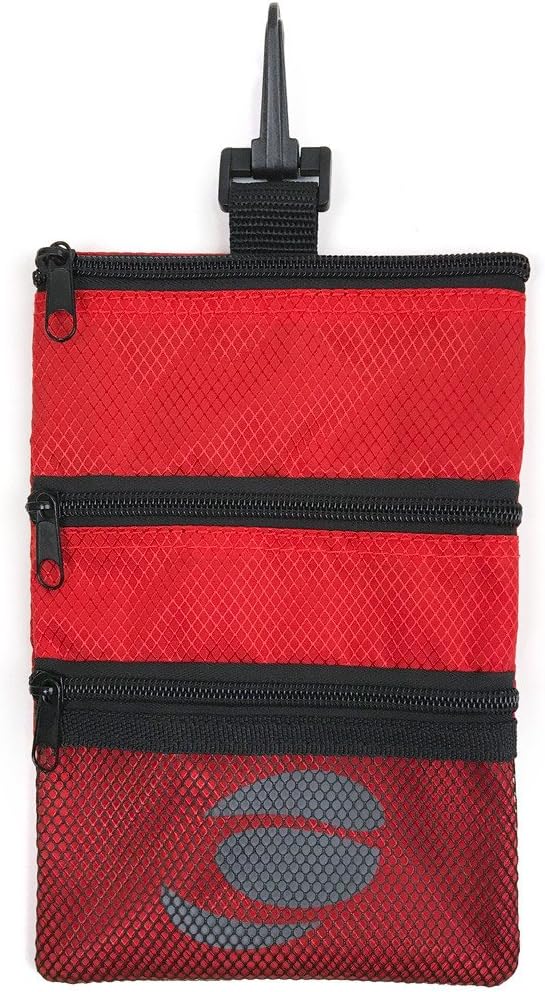 Orlimar Detachable Golf Accessory Pouch, 3 Zippered Pockets for Valuables and Golf Accessories, Clips to Your Golf Bag for Extra Storage and Easy Access.