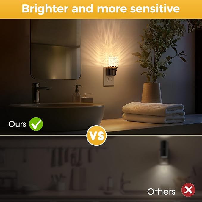 L LOHAS LED Night Light, 2 Pack Dimmable Night Lights Plug into Wall | Automatic Night Lights Plug in, Auto Light Sensor, 0-100LM Adjustable Brightness 3000K Night Light, for Bedroom Hallway Decor