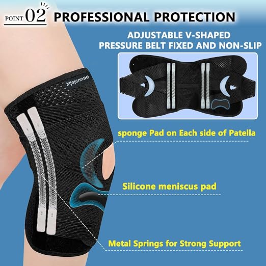 Knee Brace for Women & Men, Knee Brace for Knee Pain, Meniscus Tear, Adjustable Knee Support with Side Spring Stabilizers for Meniscus Tear, Arthritis, Patella Stability, Knee Pain Relief(XX-Large)