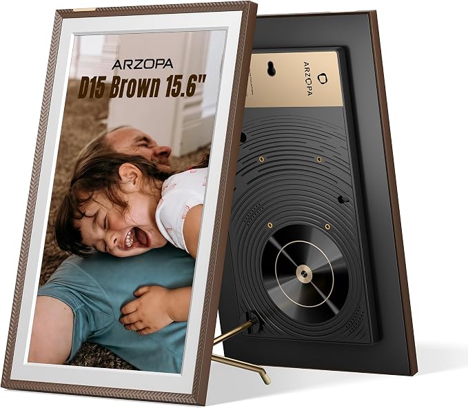 ARZOPA 15.6" Large Digital Picture Frame Free Cloud Storage No Subscription 1920X1080 FHD Touchscreen Anti-Glare Electric Photo Frame Slideshow Custom Gift Mode for Family and Friends