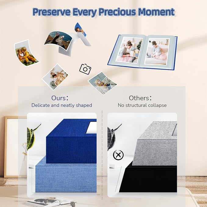 Popotop Photo Album 4x6-100 Photos Photo Books with 100 Vertical Pockets,Linen Cover Albums for Family Wedding Anniversary Baby Vacation Pictures