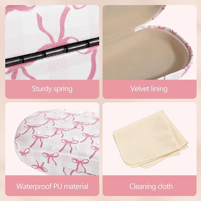 MoKo Hard Shell Eye Glasses Case, PU Leather Eyeglasses Cases with Cloth