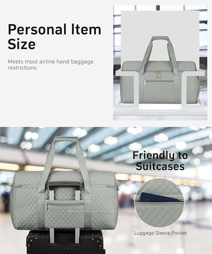 Weekender Bags for Women, Wide Open Large Travel Duffle Bag with Shoe Compartment, Overnight Hospital Bag For Women Labor Delivery, Carry on Bag Personal Item Travel Bag with Wet Pocket (Dark Green)