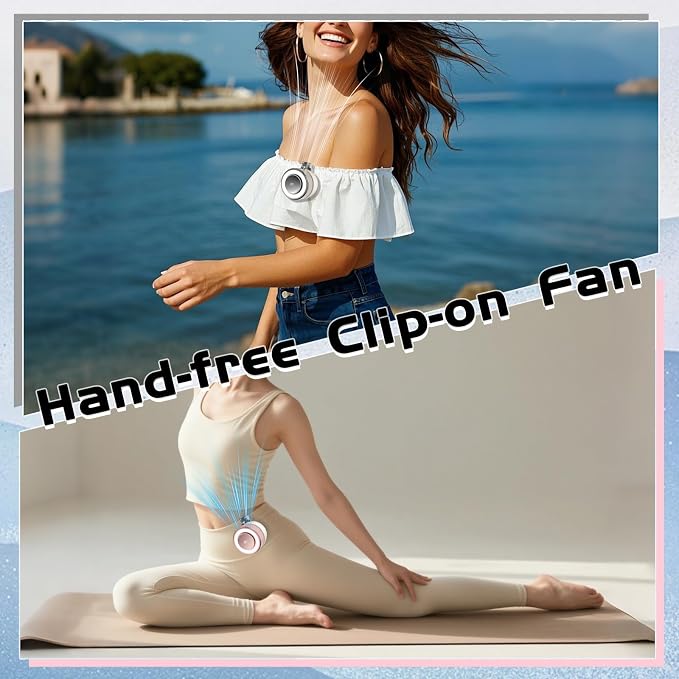 Portable Clip-On Fan, Mini USB Rechargeable 360° Rotatable Fan, Personal Fan 3-Speed Silent Mini Bladeless Fans (Sliver-2000mAh)