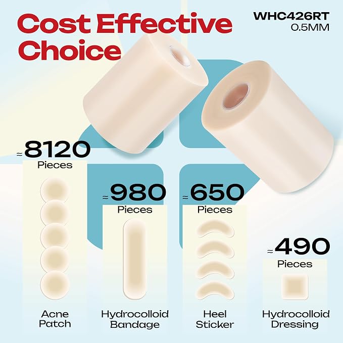 LIFARA Hydrocolloid Roll for Wound Care - Cut-to-Size, Extra Large Hydrocolloid Patch Bandages with Self-Adhesive, Waterproof, First Aid Kit Essential (4in*26ft, 19.7mils/ 0.5mm Thickness)
