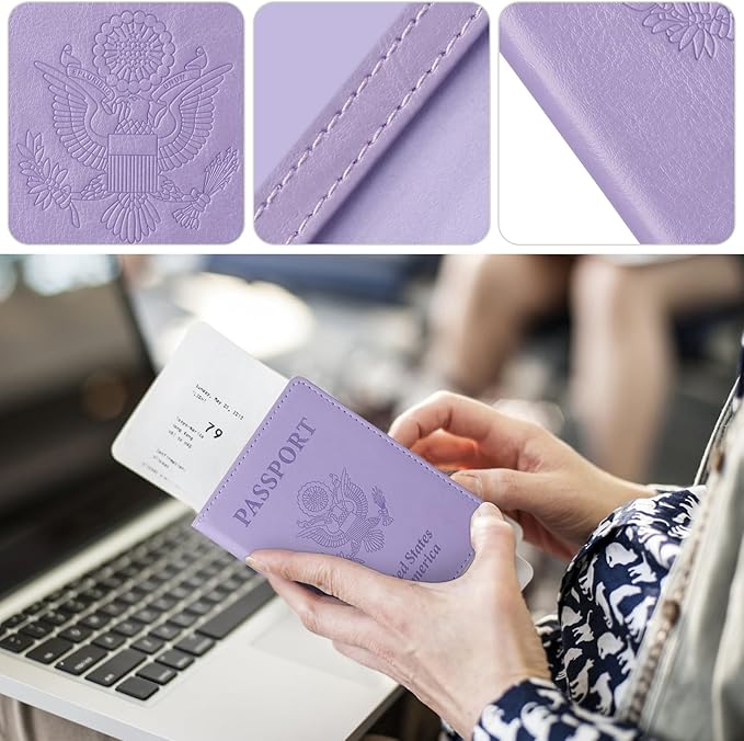 TIGARI Passport Holder for Travel Women Men, Valentines Day Gifts PU Leather Wallet Cover Case Sleeve, Waterproof Protected Document Organizer, Vacation Plane Cruise Travel Essentials