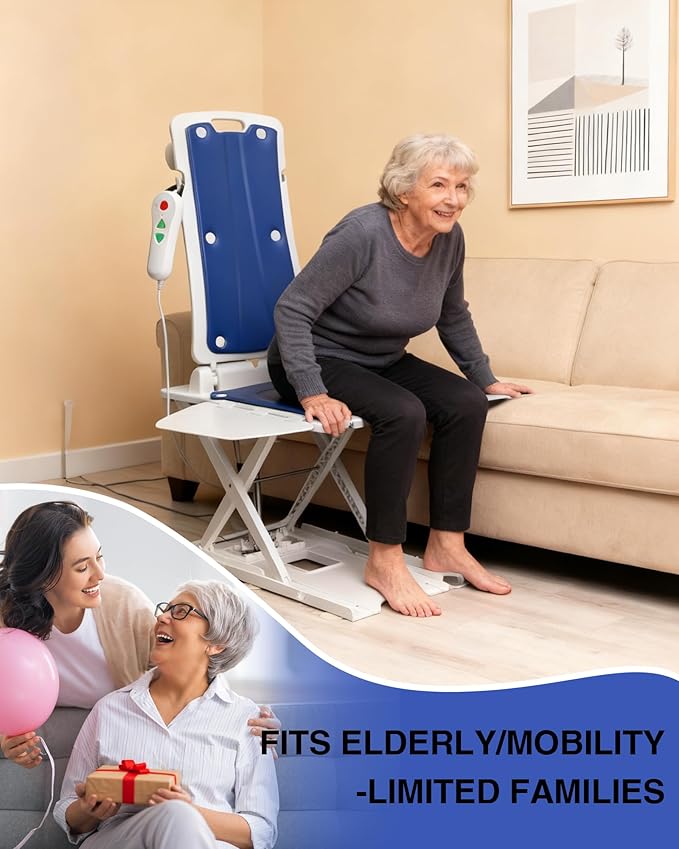 Electric Chair Lift - Floor Lift for Elderly Falls, IPX8 Waterproof Bath Lift, Support Up to 300 LBS, Chair Lift Assist Devices for Seniors, Suitable for Bathtub, Bathroom, Bedroom, Living Room