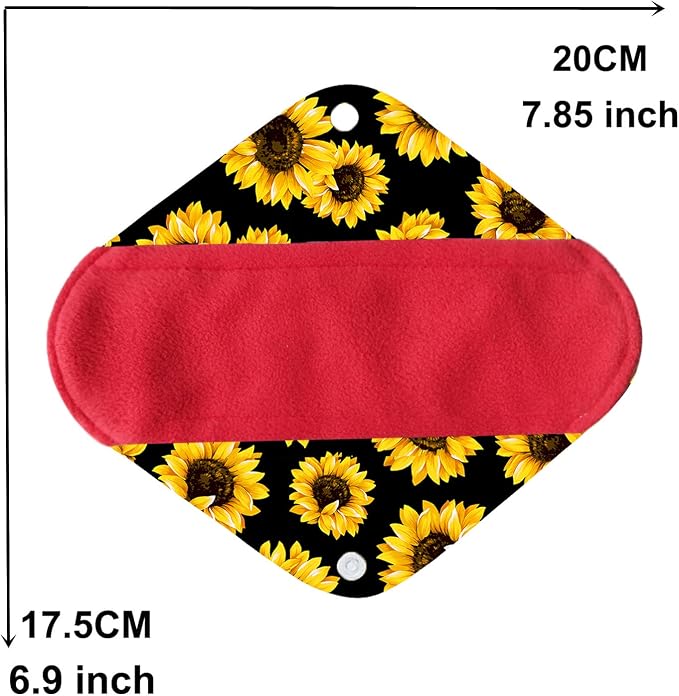 7pcs Set Reusable Women Menstrual Pads Including 1pc Mini Wet Bag +6pcs Reusable Washable Stay Dry Cloth Menstrual Pads/Maternity Mama Sanitary Wipes/Mama Panty Liners