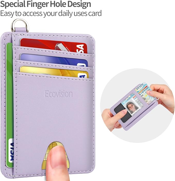 Slim Minimalist Front Pocket Wallet, RFID Blocking Credit Card Holder Wallet with Detachable D-Shackle for Men Women