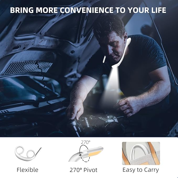 LED Neck Reading Light, Book Light for Reading in Bed, Adjustable Brightness Desk Lamp, 3 Color Modes, Flexible Arms for Repairing, Night Running, Walking, Knitting, Camping