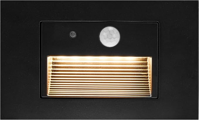 Maxxima Horizontal LED Motion Sensor Step Light, 3CCT 80 Lumens, Black 2Pk | Indoor/Outdoor Stair Light, 3Color Selectable 3000K, 4000K, 5000K, IP65 Rated, Modern Deck Stair Light