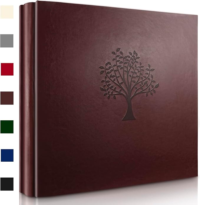 Leather Photo Album 4x6 Pockets, Picture Album for Family Christmas Gift | Large Capacity PU Leather Cover 600 Pockets Black Inner Page Slip In Holds Horizontal & Vertical Photos