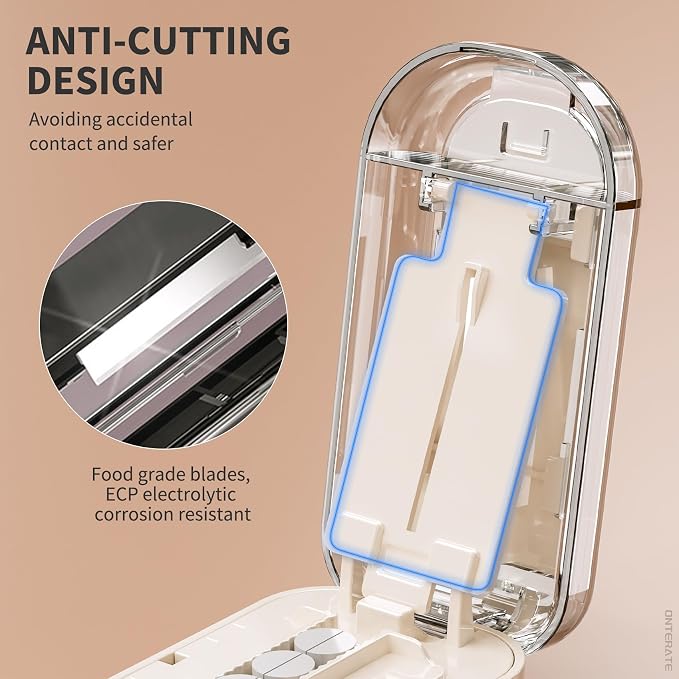 ONTERATE Pill Cutter Splitter for Small & Large Pills, Adjustable Pill Splitter with Safety Guard Hidden Stainless Steel Blade, Travel Tablet Vitamin Cutter Cutting into 1/2 (Black)