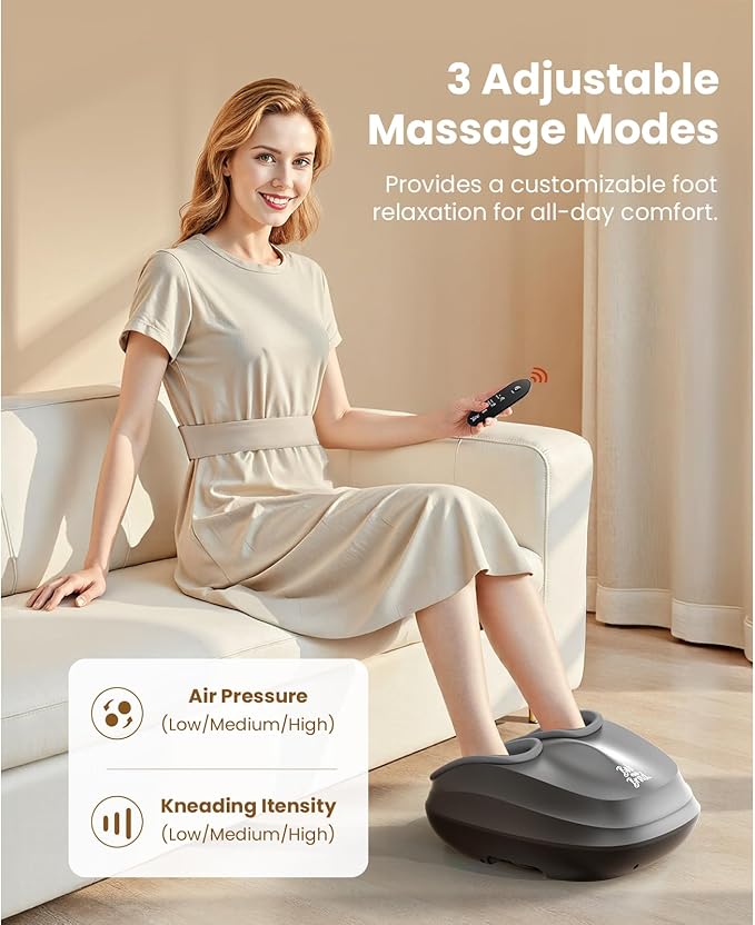 BOB AND BRAD Shiatsu Foot Massager with Heat and Remote, FSA Deep Kneading Electric Feet Massager Machine for Plantar Fasciitis, Fits US Size 12, HSA Eligible