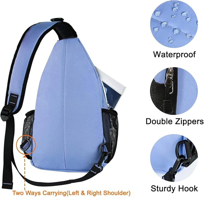 MOSISO Small Sling Bag for Men, Crossbody Shoulder Chest Daypack Bag | Sling Backpack for Casual Travel Hiking