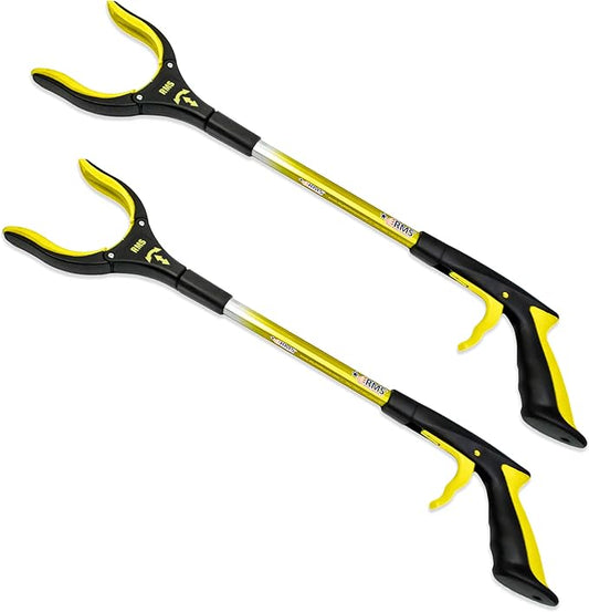 RMS 2 Pack 21 Inch Short Grabber Reacher with Rotating Jaw - Mobility Aid Reaching Assit Tool