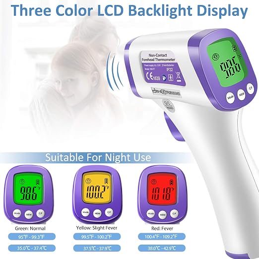 eZthings Heavy Duty Thermometer Infrared Forehead High Caliber Sensor No Contact with LCD Display for Medical Offices, Hospitals