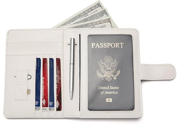 Passport Holder for Travel Essentials, RFID Blocking Passport Wallet Cover with Magnetic Closure, Passport Book Holders for Women and Men (American Flag Bald Eagle)