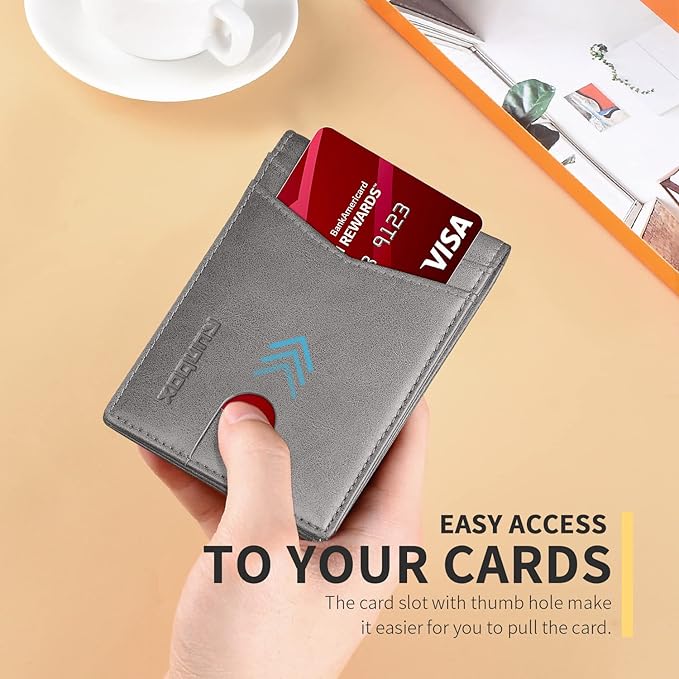 RUNBOX Wallet for Men -Slim Rfid Leather Mens Bifold Novelty Wallets 2 ID Window With Gift Box Men's Accessories | Minimalist Front Pocket Design, Holds 15 Cards, Large Capacity with Cash Pocket,Compact and Thin, Birthday Gifts for Men