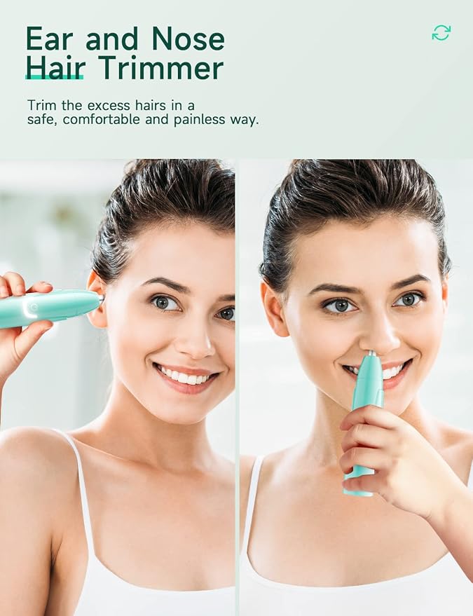 ZORAMI Rechargeable Ear and Nose Hair Trimmer - 2026 Professional Painless Eyebrow & Facial Hair Trimmer for Men Women, Powerful Motor and Dual-Edge Blades for Smoother Cutting Mint Green