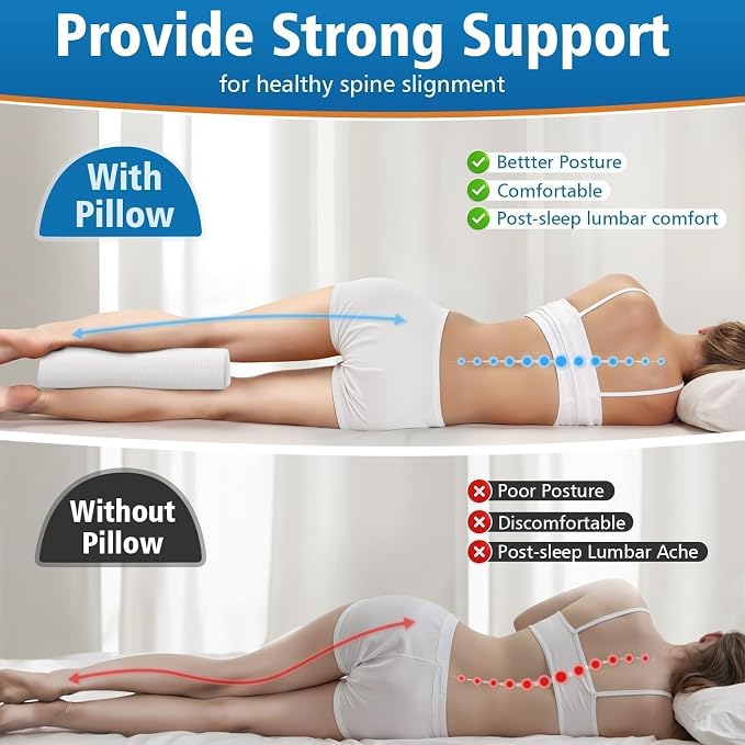 Large Knee Pillow for Side Sleepers, Half Moon Memory Foam Bolster Pillow for Legs, Ergonomic Design Wedge Elevation Pillow for Side & Back Sleeping, Under Knee Support, Foot, Ankle, Lumbar, White