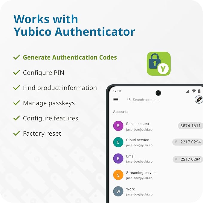 Yubico - YubiKey 5 NFC - Multi-Factor authentication (MFA) Security Key and passkey, Connect via USB-A or NFC, FIDO Certified - Protect Your Online Accounts