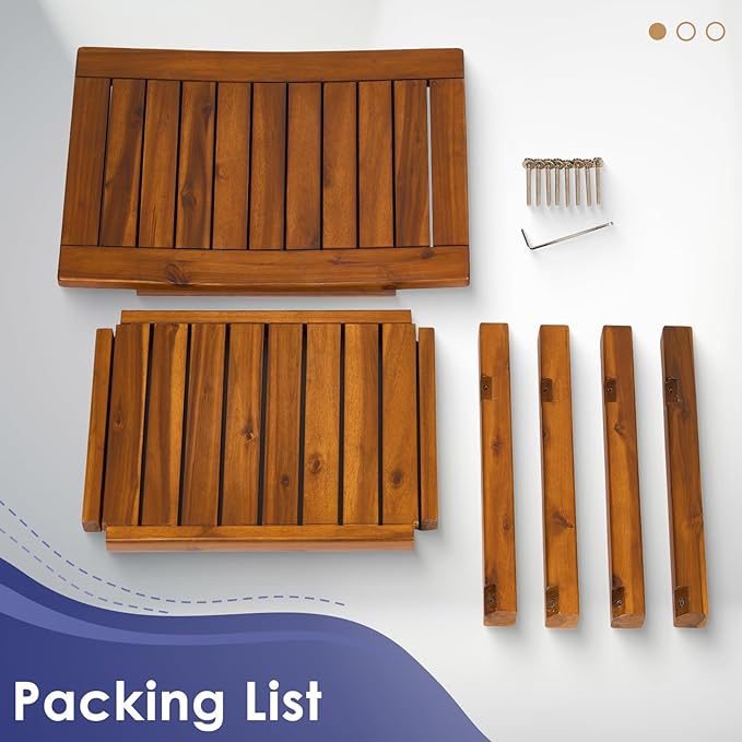 Teak Shower Bench, 20" Solid Wood Shower Stool Waterproof Shower Seat with Storage Shelf for Bathroom, Indoor & Outdoor Use