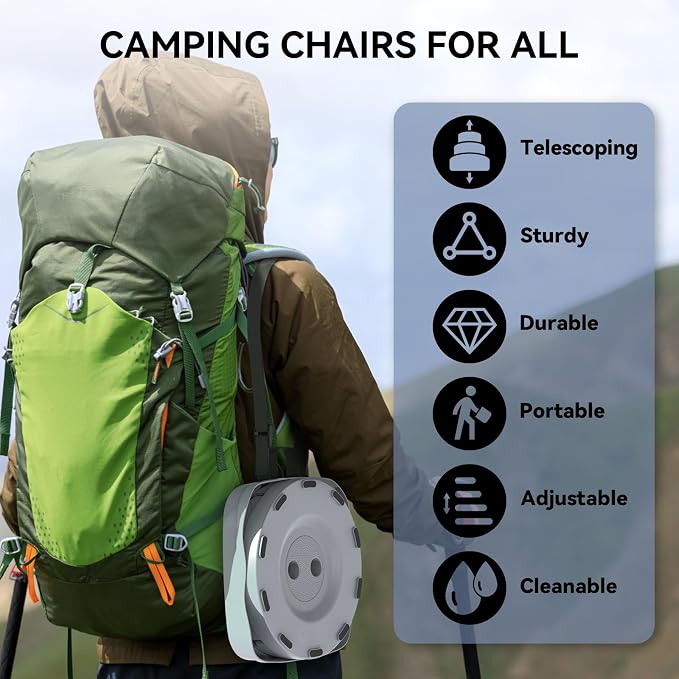 2026 Upgraded Collapsible Stool, Portable Folding Stool, Telescoping Camping Stool with Max Load Capacity 485lbs, Square Retractable Stool for Camping Gardening Fishing Hiking BBQ [Cyan]