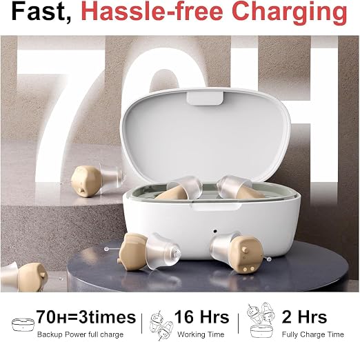 Hearing Aids for Seniors, Hearing Aid Rechargeable for Hearing Loss, Personal Hearing Amplifier with Volume Control and Portable Magnetic Charging Case, Noise Canceling Hearing Aids