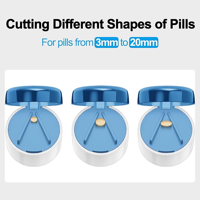 DUBSTAR 3-in-1 Pill Crusher Pill Grinder, Pill Crusher Fine Powder with Brush, Pill Crushers for Elderly with Pill Cutter and Storage, Pill Cutter Splitter for Small or Large Pills (Blue)