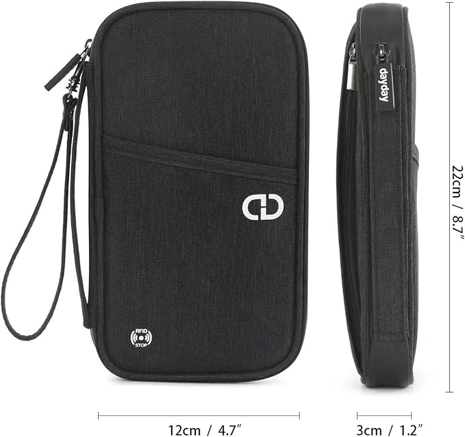 Travel Passport Holder - Family Passport Wallet Holder, Lightweight Portable Travel Document Organizer Passport Card Cover with Zipper Pocket (Black)