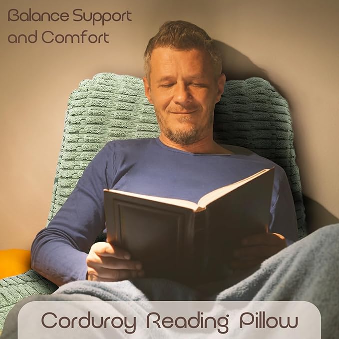 Reading Pillows for Sitting in Bed Adult, Back Rest Pillow for Sitting Up in Bed and Couch, Back Support Chair Pillow Support for Adult Backrest Pillows for Reading (Sage Green)