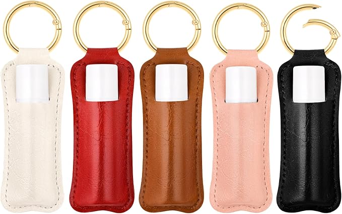 LUCKINEE Lip Balm Holder Keychain for Chapstick Holder Key Chain | Featured with Spring O Ring, Bag Charm Keychain, Great Linking to Purse and Belt Loops, Stocking Stuffers Gift for Women
