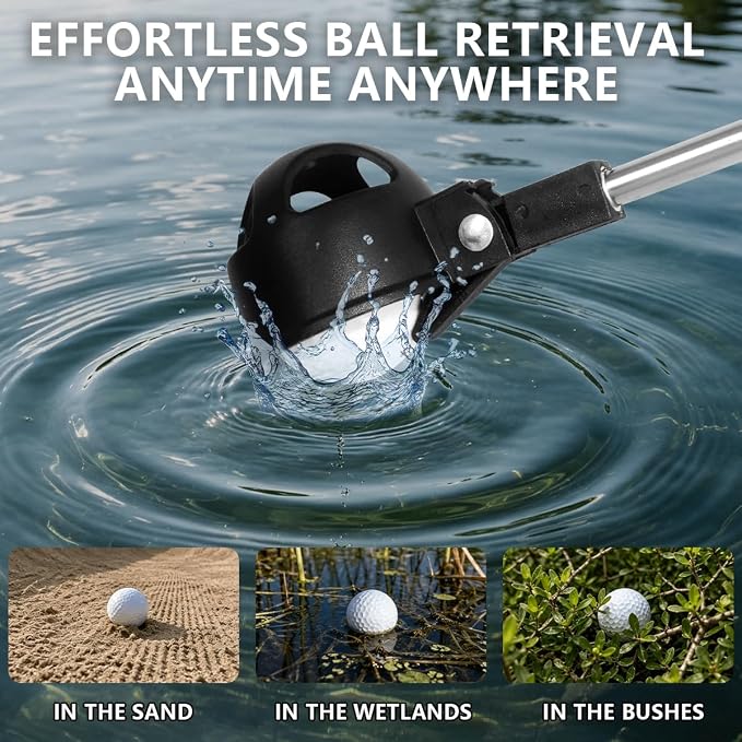 HOW TRUE 7Ft/9Ft Telescopic Golf Ball Retriever, Extendable Stainless Steel Golf Ball Picker Upper Tool, Portable Grabber for Water, Golf Accessories Gifts for Men Women