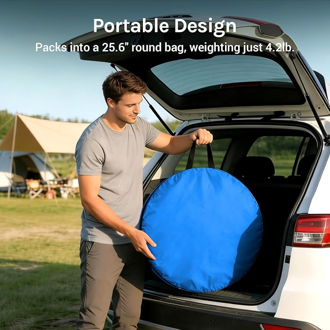 WolfWise Pop Up Shower Tent for Camping Essentials, Compact & Lightweight | Portable Instant Changing Tent with Window & Carry Bag, Privacy Dressing Room Bathroom for Outdoor, 6'3"/6'11" H