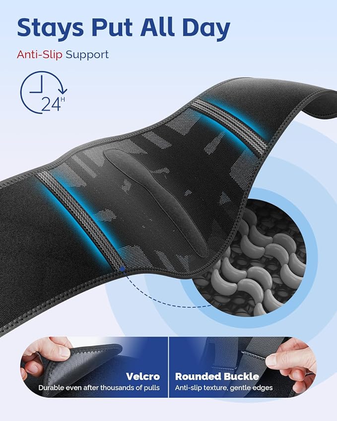 FEATOL Back Brace for Men Lower Back and Women, Removable Dual-Side Spine Lumbar Pad with Snug Fit, Adjustable Support Belt for Work, Orange, Size L 34.5-39"